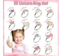 HDGSAFD 15 Anillos para Niños, 2 Cajas De Amor, Anillos con Forma De Amor, Regalos Navideños De Dibujos Animados, Adornos De Disfraces De Fiesta, Cajas De Almacenamiento De Llaves.