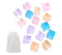 HDGSAFD 15 Juguetes para Apretar Cubitos De Hielo, 1 Bolsa De Almacenamiento, Juguete De Cubo Tridimensional Suave, Mini Juguete De Descompresión