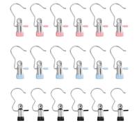 HDGSAFD 18 Ganchos De Clip, Pinzas para Ropa De Acero Inoxidable, Pinzas para Ropa Resistentes Al Viento, Accesorios para El Hogar, Pinzas para Abrigos Y Sombreros, Pinzas De Almacenamiento