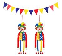 HDGSAFD 2 Adornos Coles De Payaso, 1 Colorida Bandera De Triángulo, Adornos Coles De Payaso Temáticos De Circo, Decoración Cole De Fondo, Decoración De La Fiesta De Cumpleaños para Niños.