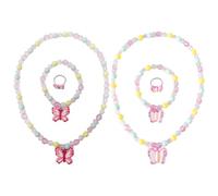 HDGSAFD 2 Anillos, 2 Pulseras Y 2 Collares, Conjunto De Joyas De Mariposa, Lindas Joyas para Niños, Accesorios De Disfraces para Niñas