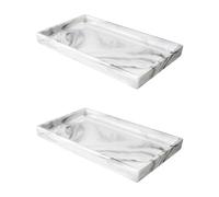 HDGSAFD 2 Bandejas De Almacenamiento con Patrón De Mármol Y 2 Cepillos para Lechada, Bandeja para Decoración del Hogar, Bandeja De Silicona, Adecuada para Baño, Cocina, Sala De Estar