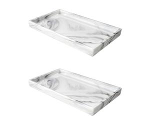 HDGSAFD 2 Bandejas De Almacenamiento con Patrón De Mármol Y 2 Cepillos para Lechada, Bandeja para Decoración del Hogar, Bandeja De Silicona, Adecuada para Baño, Cocina, Sala De Estar