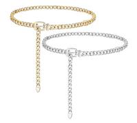 HDGSAFD 2 Cadenas De Cintura, Cadenas De Metal Gruesas Ajustables, Accesorios De Cinturón De Moda, Adecuados para Vestidos, Jeans, Etc.