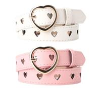HDGSAFD 2 Cinturones Para Niñas, Cinturón Con Cuello En Forma De Corazón, Cinturón Infantil, Cinturón Ajustable Con Hebilla De Metal, Adecuado Para Muchos Tipos De Ropa