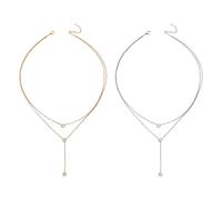 HDGSAFD 2 Collares De Diamantes, Collares Sexys Que Combinan con Todo, Collares Apilados Simples, Accesorios De Ropa De Moda (Oro, Plata).