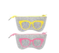 HDGSAFD 2 fundas y paños para gafas, funda suave para sol, bolsa para sol, gafas de lectura y miopía (amarillo, rosa)