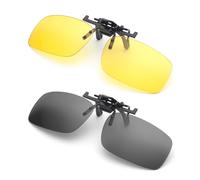HDGSAFD 2 gafas de sol con clip para gafas de sol, gafas de sol sin borde, clip para gafas de sol, clip de ojo polarizado, adecuado para hombres, mujeres (negro, amarillo), negro, amarillo
