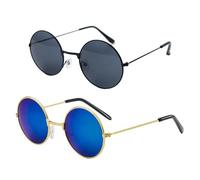 HDGSAFD 2 Gafas Para Adultos, Gafas De Sol Redondas, Gafas De Sol De Metal Retro, Gafas Para Exteriores, Gafas De Sol Clásicas