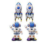 HDGSAFD 2 Globos De Astronauta Y 2 Globos De Cohetes, Globos De Formas Creativas, Globos De Juguete para Niños, Globos De Decoración para Fiestas