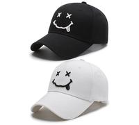 HDGSAFD 2 gorras de béisbol, sombreros de ocio sonrientes, sombreros de sol de ala ancha, sombreros de hombre y mujer, sombreros de protección solar para exteriores, gorras de béisbol ajustables,
