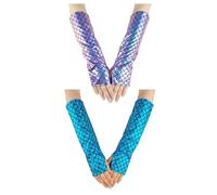 HDGSAFD 2 Guantes De Escala De Peces Dobles, Guantes Largos Expuestos A Los Dedos, Accesorios De Juego De Roles, Guantes De Rendimiento Escénico, Guantes De Fiesta.