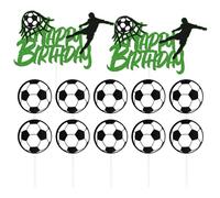 HDGSAFD 2 inserción de cumpleaños de fútbol, 10 piezas de decoración de tartas de fútbol, inserciones para postres y tartas de cumpleaños para niños