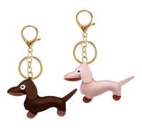 HDGSAFD 2 llaveros de perro salchicha, colgante para bolso de mano, colgante de perro salchicha, colgante de piel, colgante decorativo para bolso, regalo, Rosa., Talla única