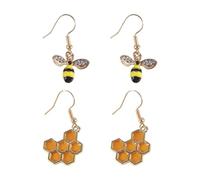 HDGSAFD 2 Pares De Aretes, Aretes De Abejas De Panal, Joyas Creativas, Aretes De Moda para Mujeres, Aretes Coles Divertidos, Pendientes De Ropa.