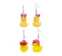 HDGSAFD 2 Pares De Aretes De Pato Amarillo, Aretes Coles De Animales De Dibujos Animados, Aretes Lindos Y Únicos De Moda, Adecuados para Niñas Y Mujeres.