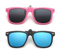 HDGSAFD 2 Pares de Clips para Gafas de Sol - Prácticos y Polarizados, Reversibles Sin Desmontaje - Para Niños, Azul