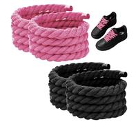 HDGSAFD 2 Pares De Cordones De Cuerda Gruesa, Cordones De Cuerda De Algodón De Tres Hilos, Cordones Trenzados, Cordones De Zapatos De Bricolaje, Cordones De Zapatos Redondos De 8 Mm De Grosor