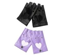 HDGSAFD 2 Pares De Guantes De Mujer En Forma De Corazón, Guantes De Cuero Pu, Guantes Huecos, Guantes Sin Dedos, Guantes Estilo Punk, Guantes De Ciclismo