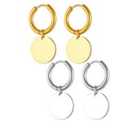 HDGSAFD 2 Pares De Pendientes Redondos, Pendientes De Acero Inoxidable, Pendientes Geométricos Coles, Pendientes Sencillos De Moda, Joyería para Mujer