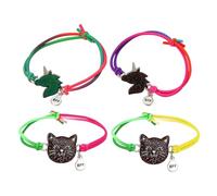 HDGSAFD 2 Pares Pulseras De Animales De Dibujos Animados, Pulseras De La Amistad, Pulseras Infantiles, Pulseras De Cuerda Trenzada Ajustable, Pulseras Que Cambian De Color