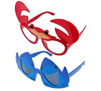 HDGSAFD 2 Piezas De Anteojos, Anteojos Divertidos Con Patrón De Cangrejo Y Tiburón, Gafas De Sol Hawaianas De Estilo Novedoso, Adecuadas Para Vacaciones En La Playa, Fiestas Y Fiestas.