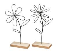 HDGSAFD 2 piezas de decoración floral de hierro forjado con suelo de madera, flor simple de hierro forjado, adecuado para dormitorio, sala de estar