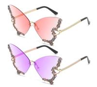 HDGSAFD 2 Piezas De Gafas En Forma De Mariposa, Gafas De Diamantes De Imitación, Gafas Elees Y Personalizadas, Gafas Para Mujeres, Gafas Retro.