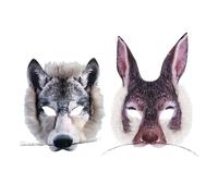 HDGSAFD 2 Piezas De Máscara De Animales, Máscara De Lobo De Conejo, Máscara De Media Cara De Personalidad Creativa, Accesorios De rol, Máscara De Ojo Divertida, Decoración De Máscara De Mascarada.