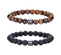HDGSAFD 2 Pulseras De Cuentas, Pulseras De Piedras Volcánicas, Joyería Sencilla Y De Moda, Unisex, Decoración De Bisutería De Moda.