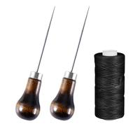 HDGSAFD 2 punzones con mangos de madera, 1 rollo de hilo de reparación de zapatos, herramienta de punzón de costura, punzón de madera en forma de calabaza, broca de cuero para trabajos de cuero