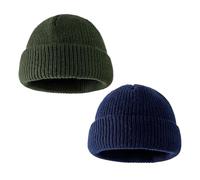 HDGSAFD 2 Sombreros de Pesca de Lana para Hombres, Casuales Sin Ala, Gorros de Punto para Pescadores, Navy Army Green, 30-44