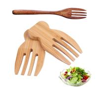 HDGSAFD 2 tenedores de ensalada y 1 tenedor de madera con mango largo, juego de cubiertos, cubiertos de madera, batidor de ensalada, utensilios de cocina, accesorios de cocina