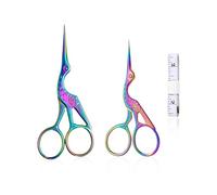 HDGSAFD 2 Tijeras Pequeñas, 1 Regla Suave De Doble Cara, Tijeras De Cigüeña De Metal, Tijeras De Bordado Coloridas, Tijeras Multifuncionales