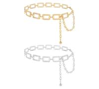 HDGSAFD 2 Uds Cadenas De Cintura De Metal, Cadenas De Cuerpo para Mujer, Cadenas De Cintura De Moda Personalizadas, Cinturones De Cadena Ajustables, Decoración De Accesorios Punk
