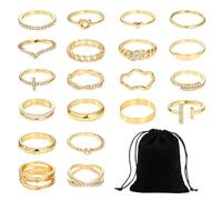HDGSAFD 20 Anillos para Mujeres Y 1 Bolsa De Almacenamiento, Anillos Simples Y De Moda, Anillos Apilables, Joyas para Mujeres.