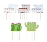 HDGSAFD 20 Insertos De Tarjeta De Cactus Alpaca, Lindos Inserciones para Tarjetas De Pastel, Decoraciones De Pasteles, Suministros para Fiestas Infantiles.