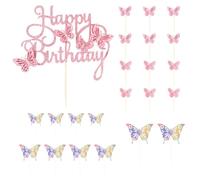 HDGSAFD 23 Uds. De Inserciones para Pastel De Mariposa, Inserciones para Pastel con Purpurina, Decoraciones para Pasteles, Inserciones para Postre Horneado, Accesorios para Pasteles