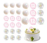 HDGSAFD 27 decoraciones para tartas esféricas, accesorios de decoración de bolas de pastel, bolas de pastel transparentes, accesorios decorativos para tartas (rosa, transparente, blanco)