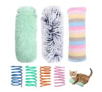 HDGSAFD 3 Juguetes de Peluche y 4 de Primavera para Gatos, Interactivos para Mascotas