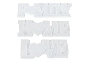HDGSAFD 3 moldes de resina y 1 pipeta, accesorios de resina, molde de silicona, forma de palabra familiar (transparente)