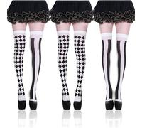 HDGSAFD 3 Parejas De Calcetines hasta La Rodilla para Mujeres, Calcetines Retro, Accesorios Portátiles, Accesorios De Vestuario De Baile, Calcetines Elásticos Y Cómodos.