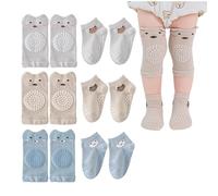 HDGSAFD 3 Pares de Calcetines para Bebé, 3 Pares de Rodilleras para Gatear, Juego de Gatear para Niños, Calcetines Antideslizantes para el Suelo, Cómodos