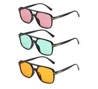 HDGSAFD 3 Pares De Gafas De Sol, Diseño De Lentes De Colores, Gafas Protectoras Uv, Adecuadas Para Actividades Al Aire Libre(Negro, Naranja).