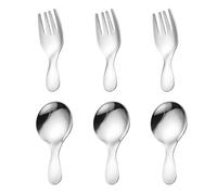 HDGSAFD 3 Piezas Cuchara Redonda De Manejo Corto, 3 Piezas De Horquilla De Mango Corto, Linda Tenedor De Cuchara, Juego De Vajillas De Acero Inoxidable, Vajilla Conveniente Al Aire Libre.
