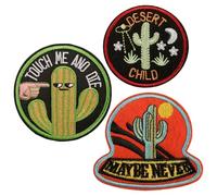 HDGSAFD 3 Piezas De Parche De Tela De Patrón De Cactus, Parche De Tela Bordado, Parche De Tela Creativo, Parche De Ropa Y Divertido Parche De Tela De Dibujos Animados.