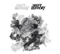 HDGSAFD 30 g de confeti Happy Birthday, negro, plata, plástico, papel, festivo con lentejuelas negras y plateadas, cumpleaños