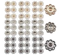 HDGSAFD 30 Pares De Cierres A Presión En Forma De Flor, Botones De Metal, Botones Decorativos para Ropa, Botones De Costura DIY, Botones Retro