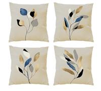 HDGSAFD 4 Fundas de Almohada Decorativas de Hojas - Sintéticas, Cuadradas para Sofá, Cama o Cojín