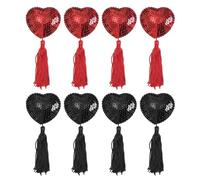 HDGSAFD 4 Pares De Pezones En Forma De Corazón Con Lentejuelas, Accesorios Para Ropa Interior, Pezones Con Borlas, Pezones Reutilizables, Accesorios Para Ropa Interior